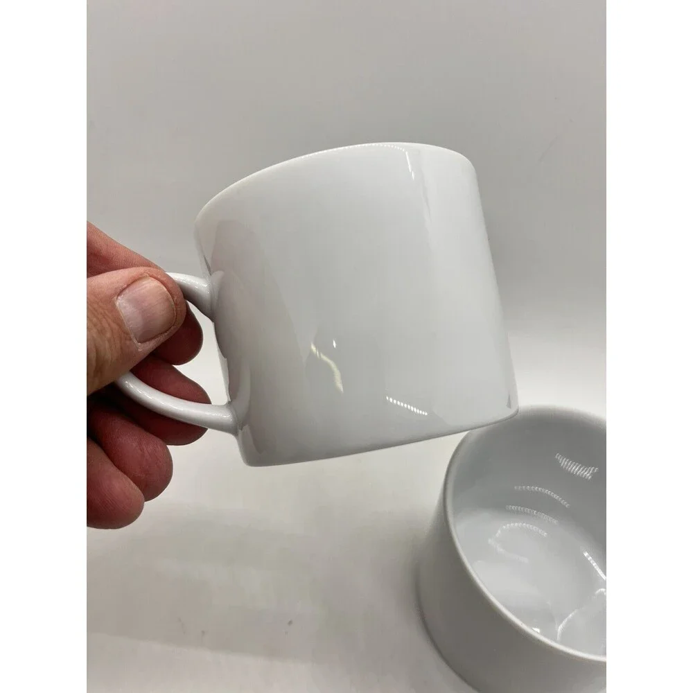 Crate & Barrel White Coffee Mugs, Made In Poland Set Of 2